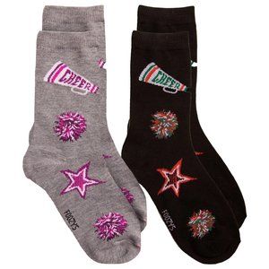 Cheerleading Team Dance Acrobatics Cheering Pom Poms Foozys Socks 2 Pair Women's